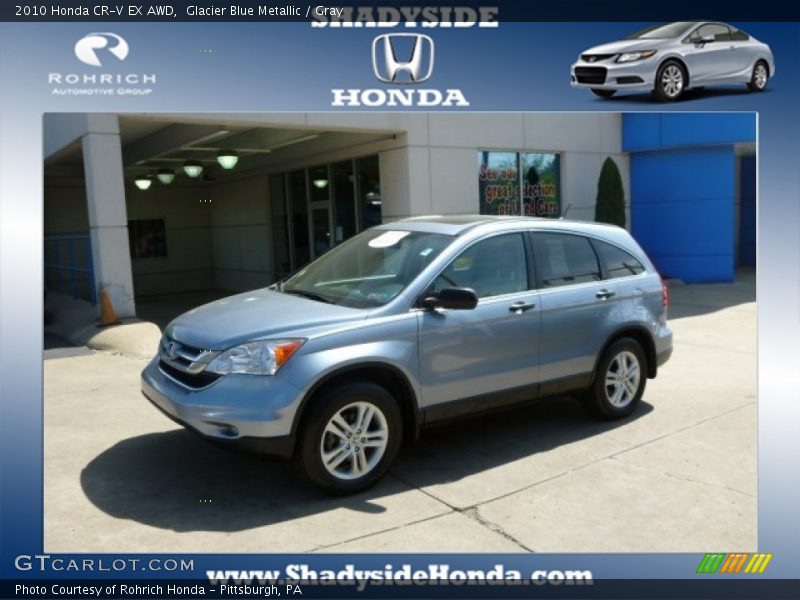 Glacier Blue Metallic / Gray 2010 Honda CR-V EX AWD