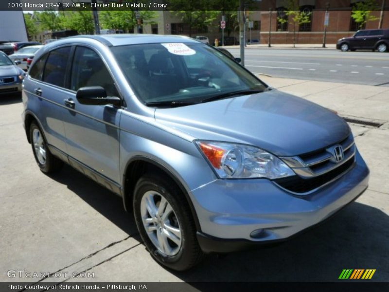 Glacier Blue Metallic / Gray 2010 Honda CR-V EX AWD