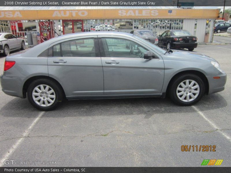 Clearwater Blue Pearl / Dark Slate Gray/Light Slate Gray 2008 Chrysler Sebring LX Sedan