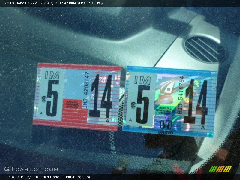 Glacier Blue Metallic / Gray 2010 Honda CR-V EX AWD
