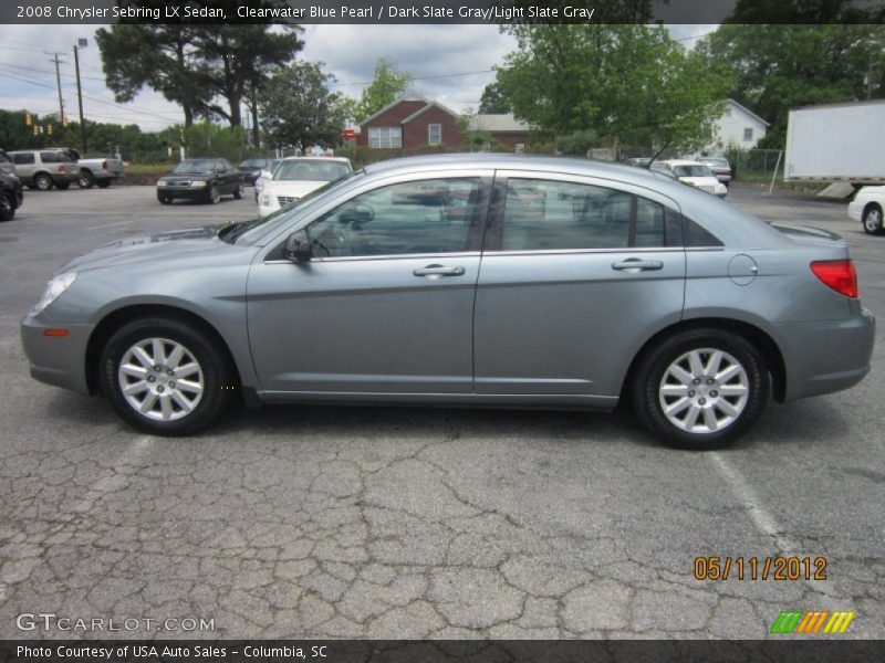 Clearwater Blue Pearl / Dark Slate Gray/Light Slate Gray 2008 Chrysler Sebring LX Sedan