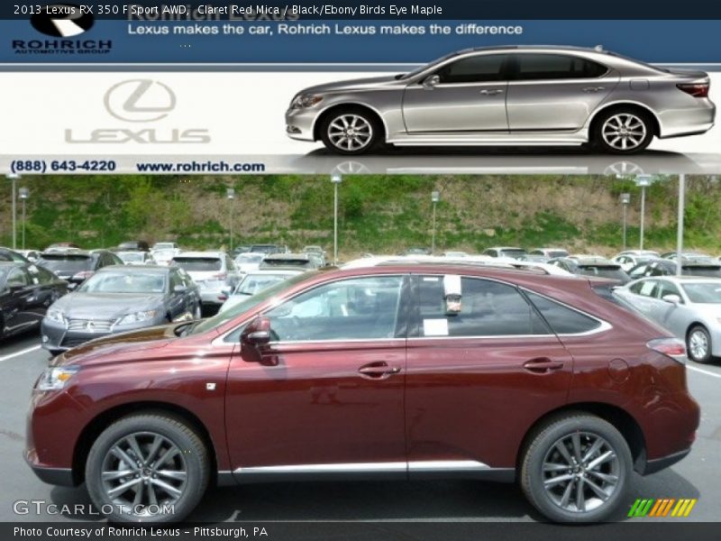 Claret Red Mica / Black/Ebony Birds Eye Maple 2013 Lexus RX 350 F Sport AWD