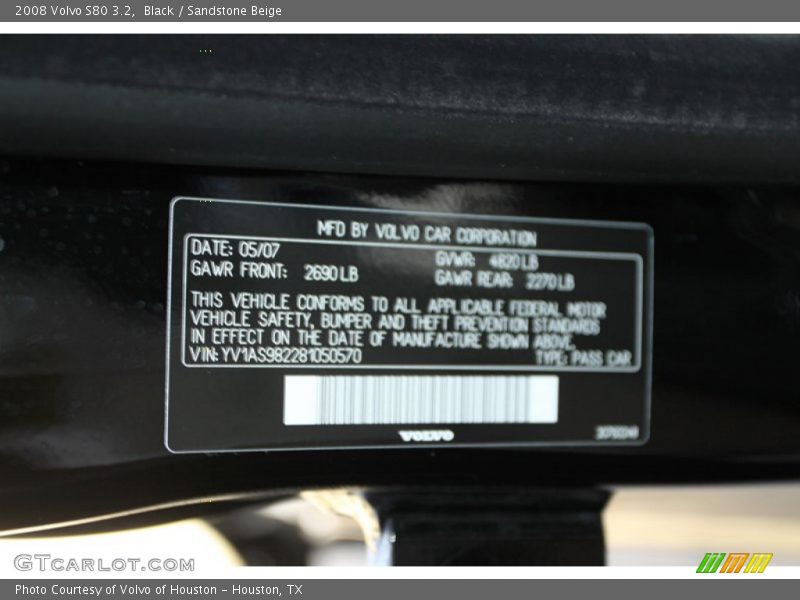Black / Sandstone Beige 2008 Volvo S80 3.2