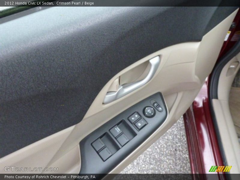 Crimson Pearl / Beige 2012 Honda Civic LX Sedan