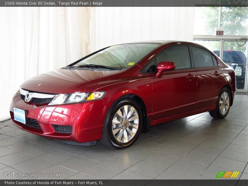 Tango Red Pearl / Beige 2009 Honda Civic EX Sedan