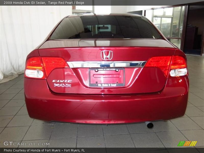 Tango Red Pearl / Beige 2009 Honda Civic EX Sedan