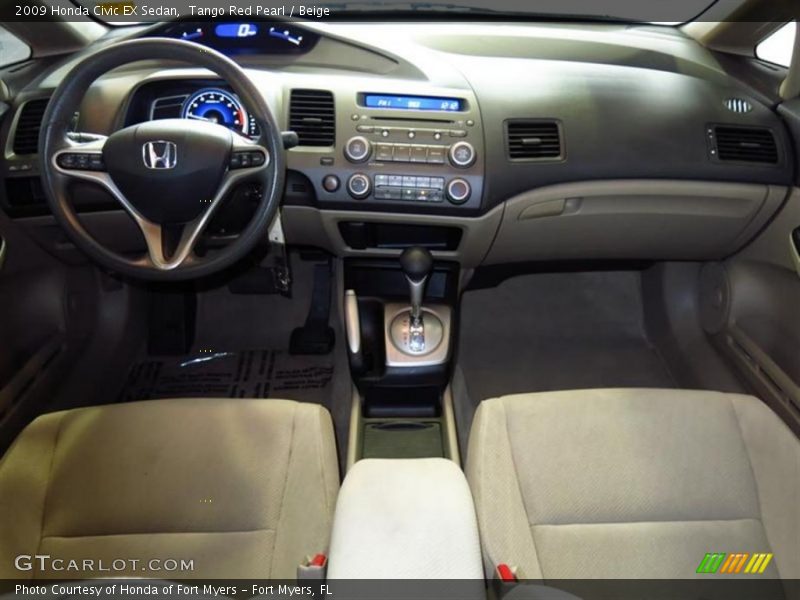 Tango Red Pearl / Beige 2009 Honda Civic EX Sedan