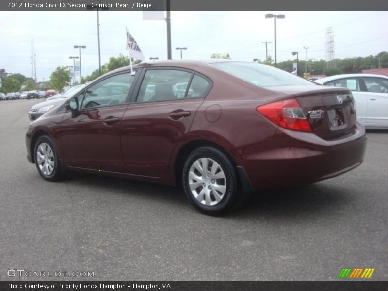 Crimson Pearl / Beige 2012 Honda Civic LX Sedan