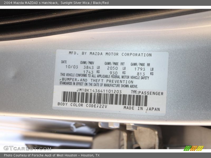 Sunlight Silver Mica / Black/Red 2004 Mazda MAZDA3 s Hatchback