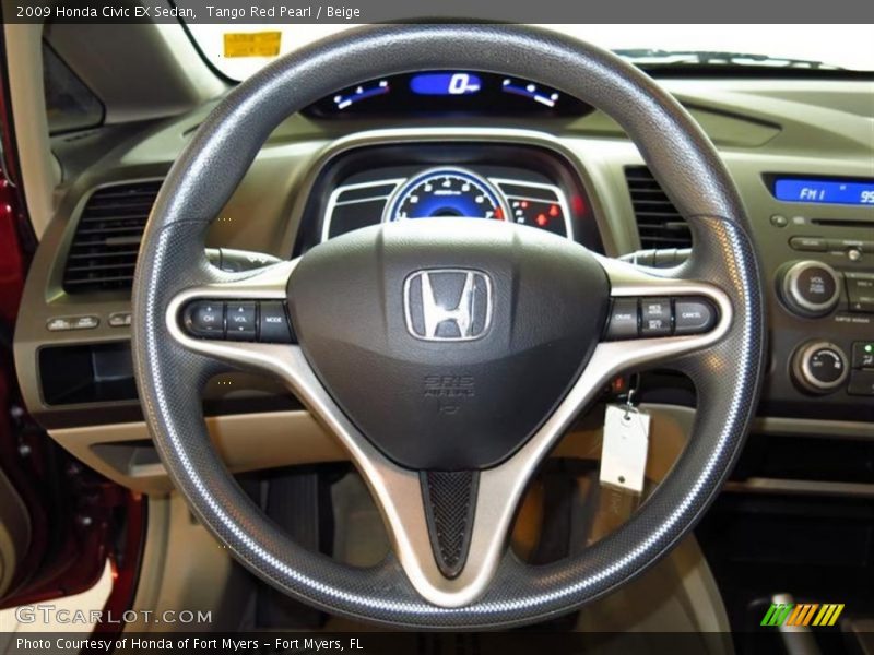 Tango Red Pearl / Beige 2009 Honda Civic EX Sedan