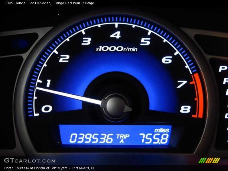 Tango Red Pearl / Beige 2009 Honda Civic EX Sedan
