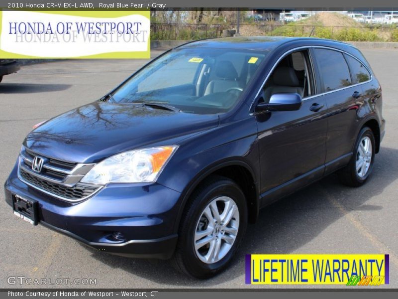 Royal Blue Pearl / Gray 2010 Honda CR-V EX-L AWD