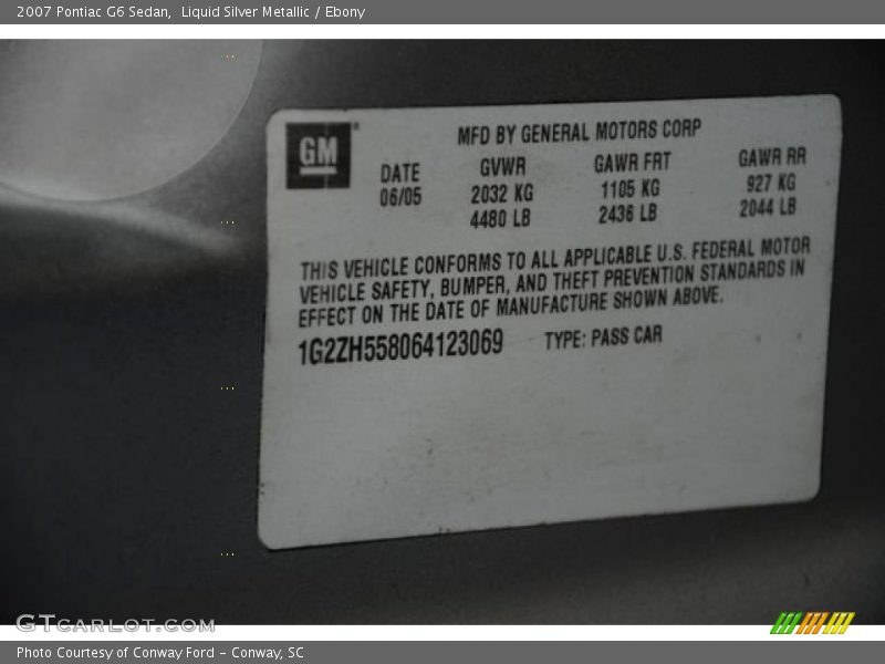 Liquid Silver Metallic / Ebony 2007 Pontiac G6 Sedan