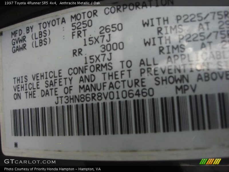 Anthracite Metallic / Oak 1997 Toyota 4Runner SR5 4x4