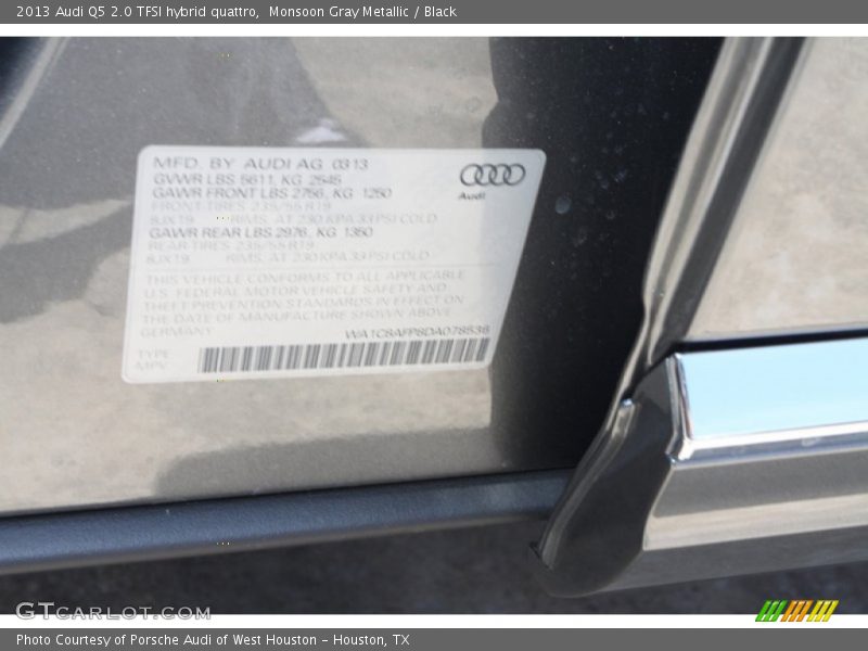 Monsoon Gray Metallic / Black 2013 Audi Q5 2.0 TFSI hybrid quattro
