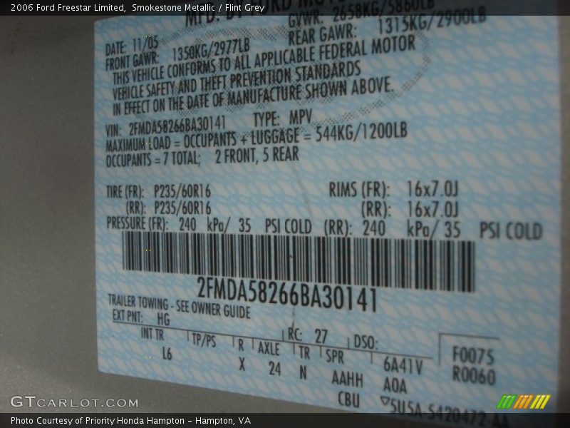 Smokestone Metallic / Flint Grey 2006 Ford Freestar Limited