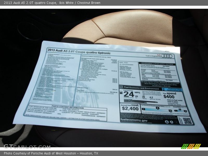 Ibis White / Chestnut Brown 2013 Audi A5 2.0T quattro Coupe
