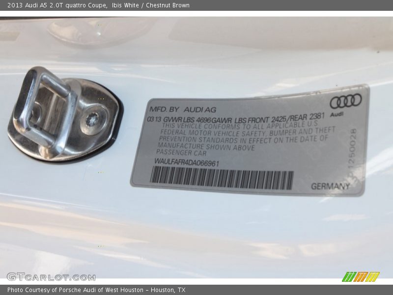 Ibis White / Chestnut Brown 2013 Audi A5 2.0T quattro Coupe