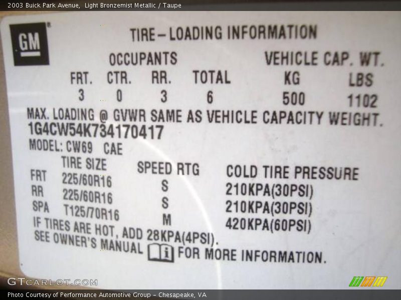 Light Bronzemist Metallic / Taupe 2003 Buick Park Avenue