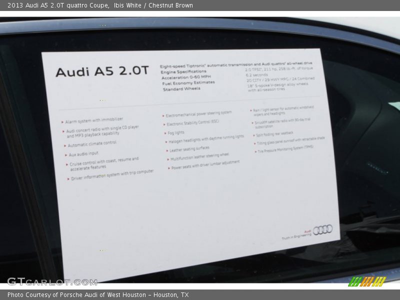 Ibis White / Chestnut Brown 2013 Audi A5 2.0T quattro Coupe
