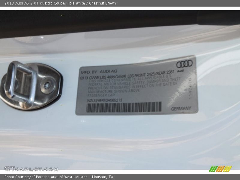 Ibis White / Chestnut Brown 2013 Audi A5 2.0T quattro Coupe