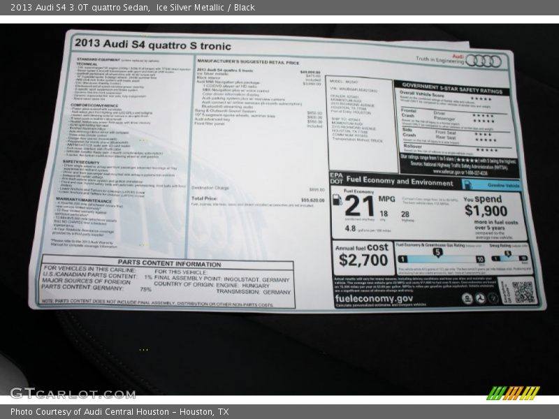 Ice Silver Metallic / Black 2013 Audi S4 3.0T quattro Sedan