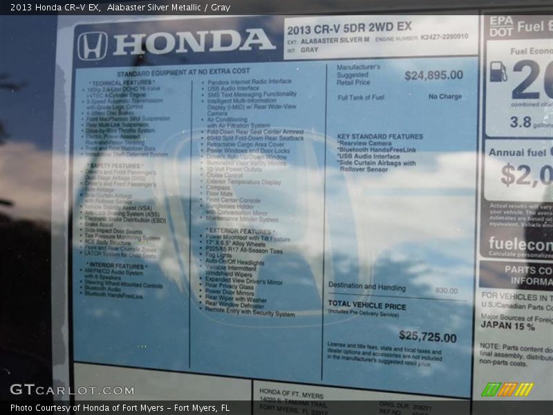 Alabaster Silver Metallic / Gray 2013 Honda CR-V EX