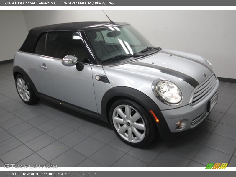 Pure Silver Metallic / Black/Grey 2009 Mini Cooper Convertible