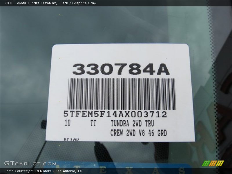Black / Graphite Gray 2010 Toyota Tundra CrewMax