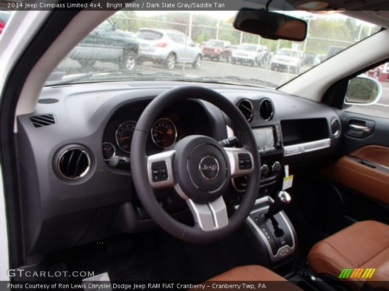 Bright White / Dark Slate Gray/Saddle Tan 2014 Jeep Compass Limited 4x4
