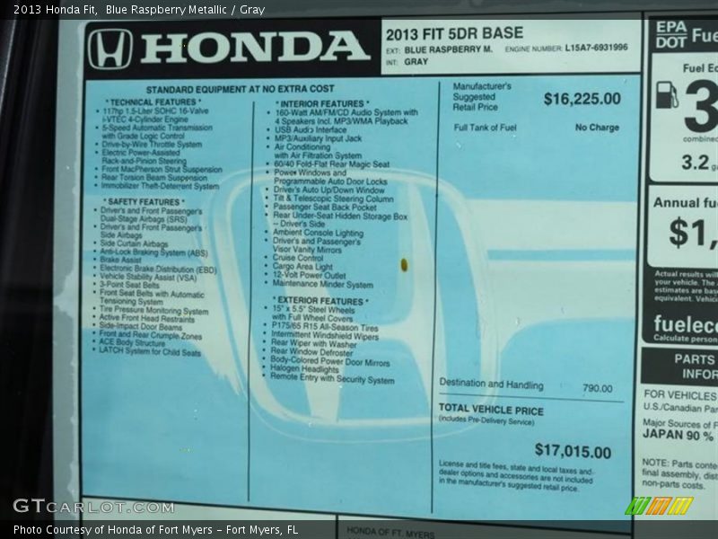 Blue Raspberry Metallic / Gray 2013 Honda Fit