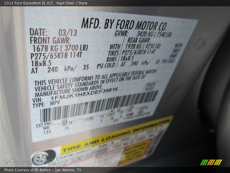 Ingot Silver / Stone 2013 Ford Expedition EL XLT