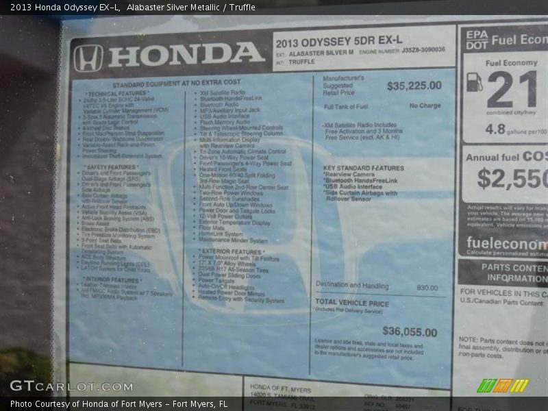 Alabaster Silver Metallic / Truffle 2013 Honda Odyssey EX-L