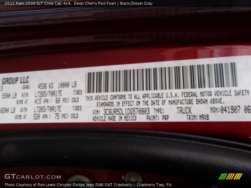 Deep Cherry Red Pearl / Black/Diesel Gray 2013 Ram 2500 SLT Crew Cab 4x4