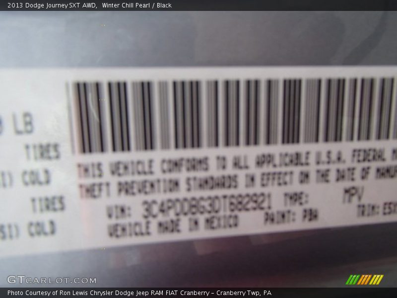 Winter Chill Pearl / Black 2013 Dodge Journey SXT AWD