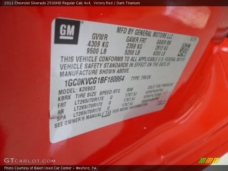 Victory Red / Dark Titanium 2011 Chevrolet Silverado 2500HD Regular Cab 4x4
