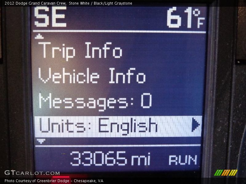Stone White / Black/Light Graystone 2012 Dodge Grand Caravan Crew