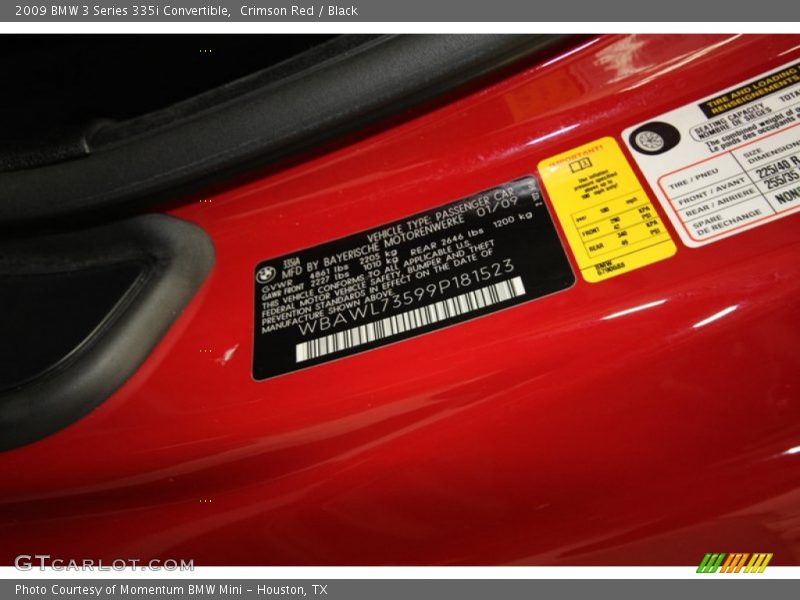 Crimson Red / Black 2009 BMW 3 Series 335i Convertible