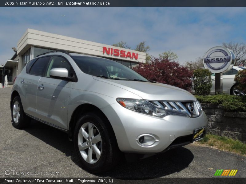 Brilliant Silver Metallic / Beige 2009 Nissan Murano S AWD