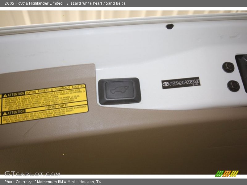 Blizzard White Pearl / Sand Beige 2009 Toyota Highlander Limited