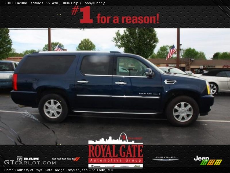 Blue Chip / Ebony/Ebony 2007 Cadillac Escalade ESV AWD
