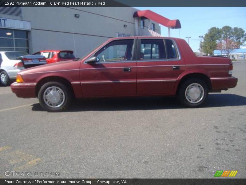 Claret Red Pearl Metallic / Red 1992 Plymouth Acclaim