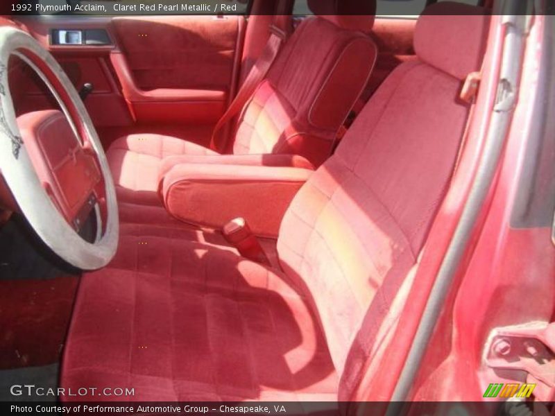 Claret Red Pearl Metallic / Red 1992 Plymouth Acclaim