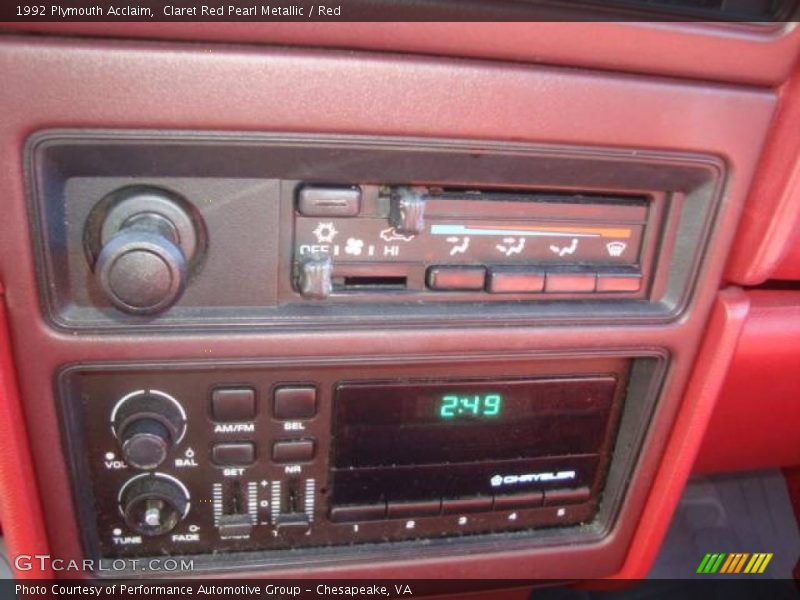 Claret Red Pearl Metallic / Red 1992 Plymouth Acclaim