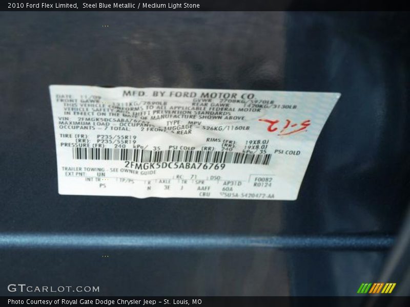 Steel Blue Metallic / Medium Light Stone 2010 Ford Flex Limited