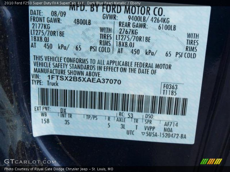 Dark Blue Pearl Metallic / Ebony 2010 Ford F250 Super Duty FX4 SuperCab 4x4