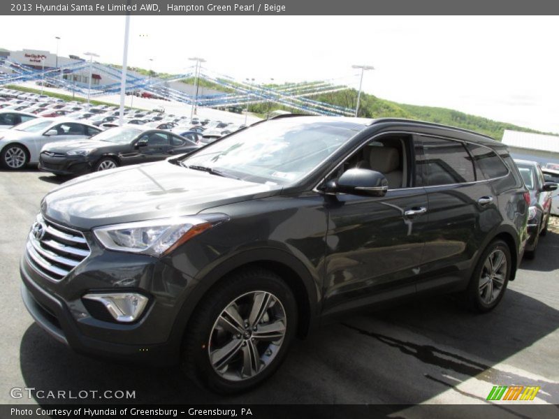 Hampton Green Pearl / Beige 2013 Hyundai Santa Fe Limited AWD