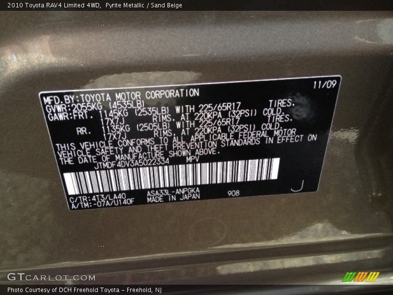 Pyrite Metallic / Sand Beige 2010 Toyota RAV4 Limited 4WD