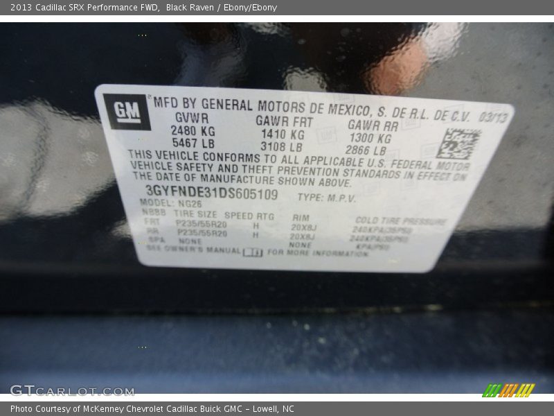 Black Raven / Ebony/Ebony 2013 Cadillac SRX Performance FWD