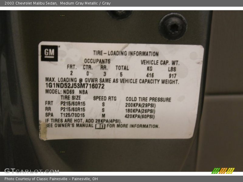 Medium Gray Metallic / Gray 2003 Chevrolet Malibu Sedan